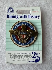 2025 WDW Dining with Disney 7/12 Regal Eagle Smokehouse EPCOT LE 2500 Pin
