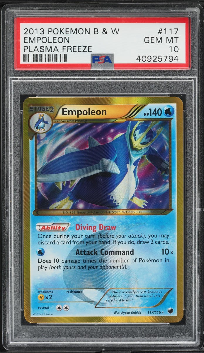 2013 Pokemon Black White Plasma Freeze Empoleon Secret Rare Holo #117/116 PSA 10