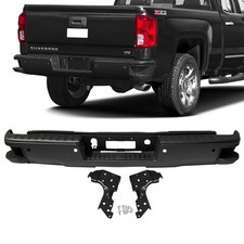 Rear Step Bumper 14-18 Chevy Silverado/Sierra 1500 Black w/ Park Sensor Holes