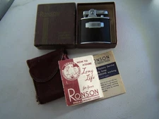 VINTAGE TORTOISE ART DECO RONSON CIGARETTE LIGHTER UNUSED W/ BOX, DIRECTIONS