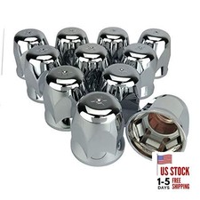 10 Alcoa 33mm Chrome Push On Hex Lug Nut Cover with Flange, Interior Metal
