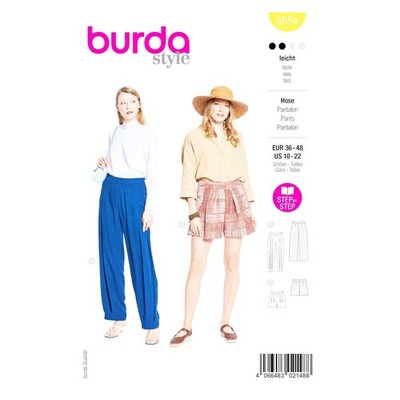 Burda Style Schnittmuster Nr. 5654 - Hose - Shorts - mit Falte