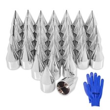 40Pcs Lug Nut Covers 33mm x 4 1/4" Spike Nut Covers ABS Chrome Plastic 40 PCS