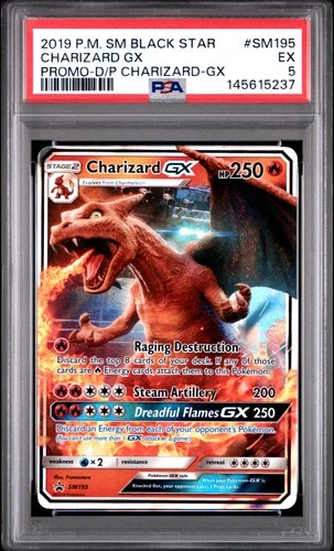 2019 POKEMON SM BLACK STAR PROMO #SM195 CHARIZARD GX PSA 5