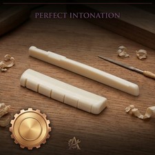 6 String Acoustic Guitar Bone Bridge Saddle and Nut Made of Real Bone for Acoust