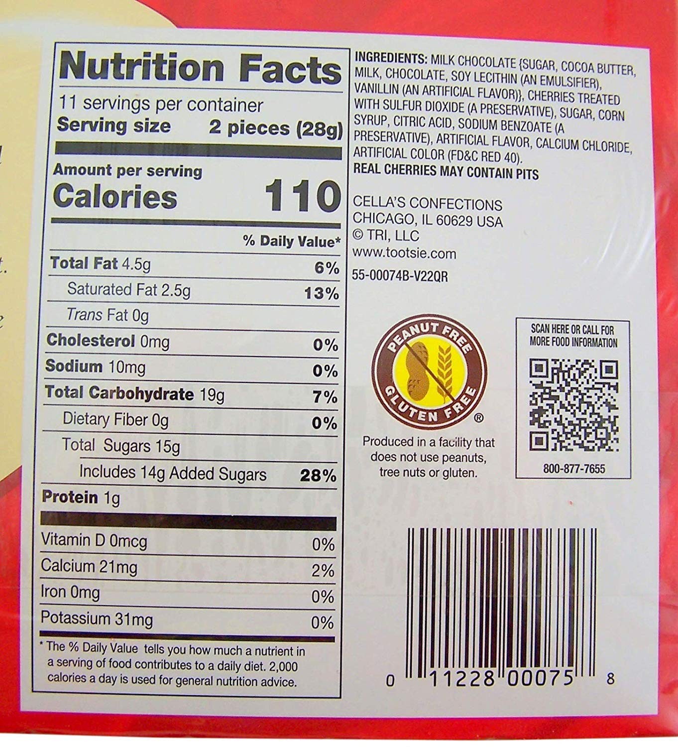 Cellas Dark Chocolate Covered Cherries 22 Count, 11 Ounce 11 (Pack of 1) 