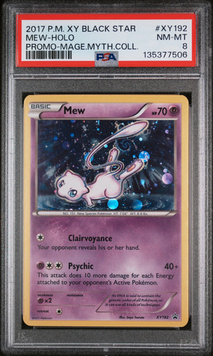 Mew 2017 Pokemon Xy Black Star Promo Holo Promo-Mage.Myth.Coll. PSA 8 #XY192