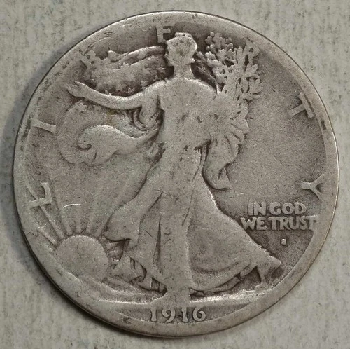 1916-S Walking Liberty Half Dollar, Key Date, Good    0724-08