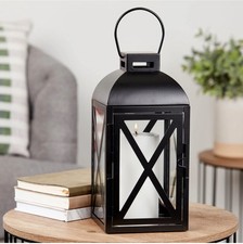 Mainstays Decorative Black Metal Pillar Candleholder Lantern, 14", Large