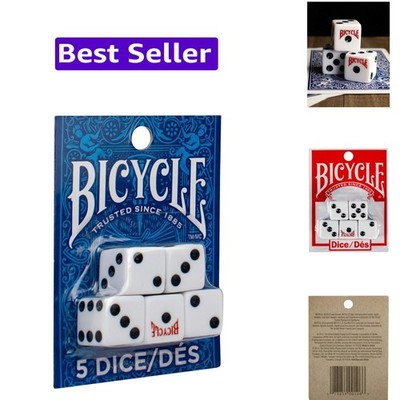 5 Dice Set Six Sided D6 Standard Game White Black 16 mm | lawn-game-equipment