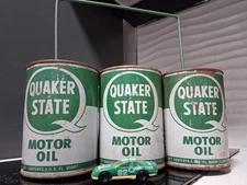 Quaker State Oil Can Folk Art ToolBox W Bonus 1993 Quaker State Hot Wheels Car.
