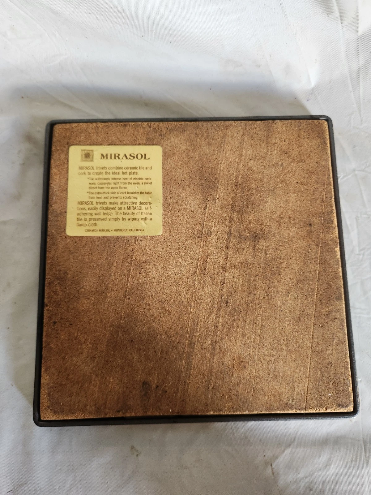 Vintage Mirasol Ceramic Tile Trivet Cork Back Italian Art Hot Plate Monterey CA - product detail image 13