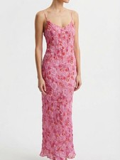 Spell Pink Floral Cowl Neck Boho Slip Maxi Dress Size S
