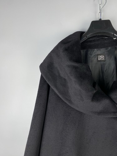 Cinzia Rocca Womens Luxury Angora Wool Black Oversized Coat Size L / XL - Picture 5 of 18
