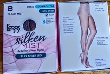 🦵SZ B (2PAIR) L'eggs Women's Silken Mist  Silky Sheer Leg Panty Hose Black Mist