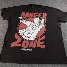 Sterling Archer Danger Zone Officially Licensed Black T-Shirt XL Pew-Pew 2013