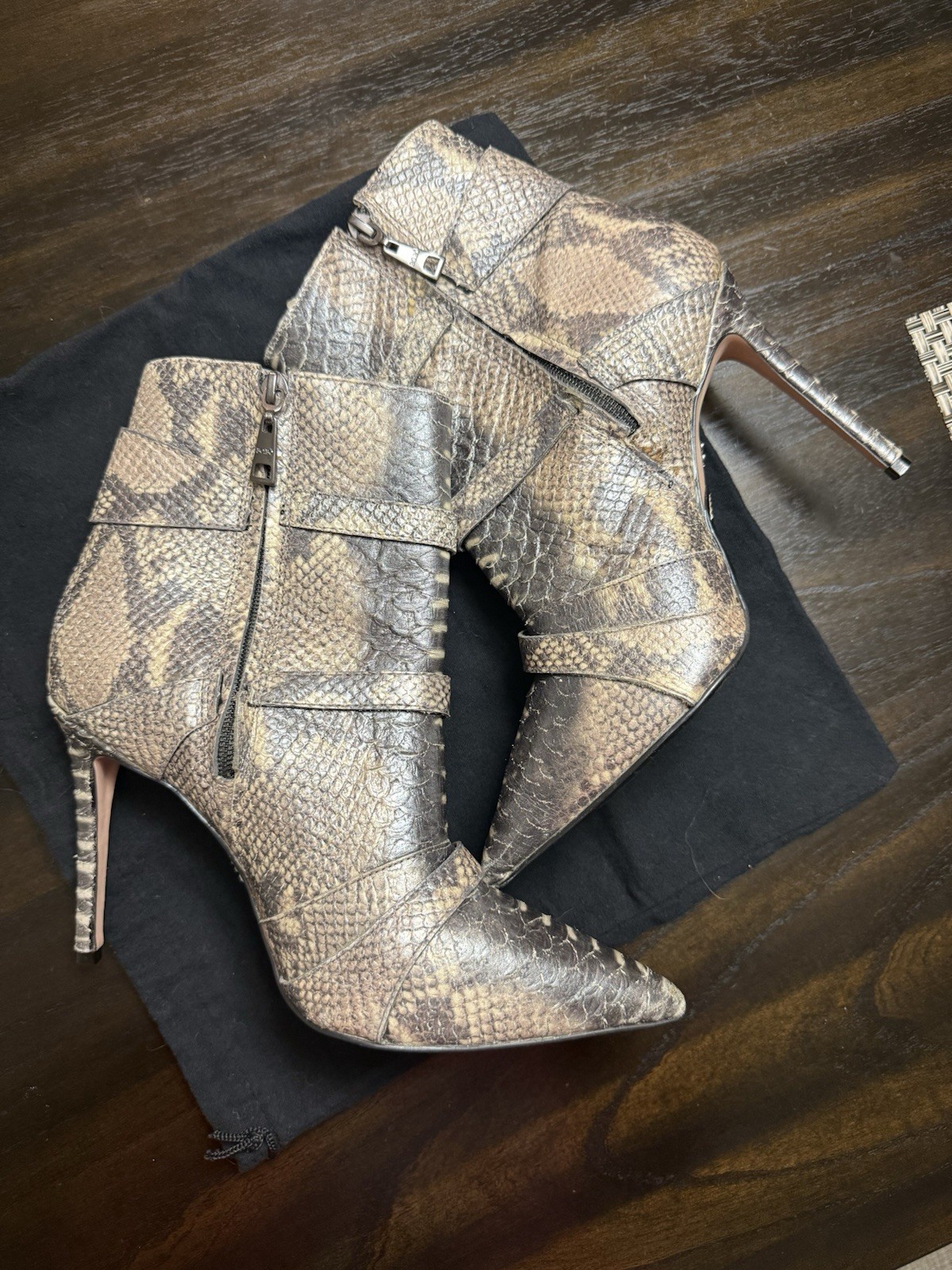 BO.BÔ Python Leather Multi-Strap Ankle Boots – Si… - image 5