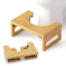 Squatting Potty Stool 7 Inch Height Bamboo - 400 Lbs Load Capacity, Foldable