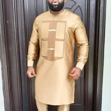 Men's Traditional 2 Piece Set African Shirt and Pants Set Suit Middle East Suit