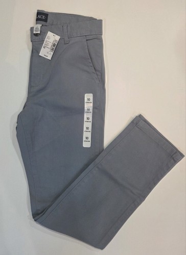 The Children's Place Boys Uniform Stretch Straight Chino Pants Gray Size 10 NWT