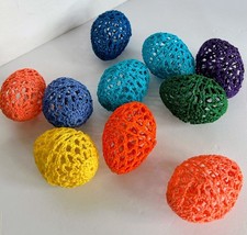 Lot of 10 Vtg Hand Crocheted W/ Cotton Thread Easter Eggs Multicolor