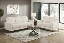 NEW⚡Modern Contemporary Sofa Set 2pcs Comfortable Sofa Loveseat Beige Corduroy U
