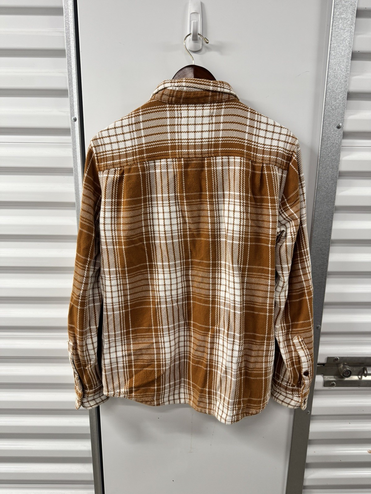 Outerknown Flannel Front Pockets Brown Plaid Shir… - image 3
