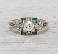 1/2Ct White Round CZ Antique Style Engagement Wedding Ring 925 Sterling Silver