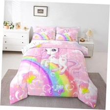 Girls Unicorn Comforter Set Size Kids Cute Dreamy Horse Queen Multi 01