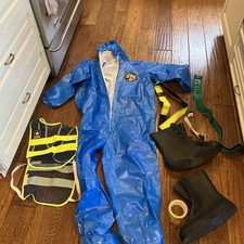 Hazmat Lot - KCA Military Boots Sz 13 - HAZMAT Protective Coveralls Vests/Belt