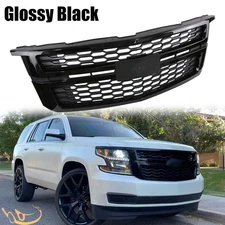 Front Bumper Upper Honeyconb Grille Gloss Black For 2015-2020 Chevrolet Suburban