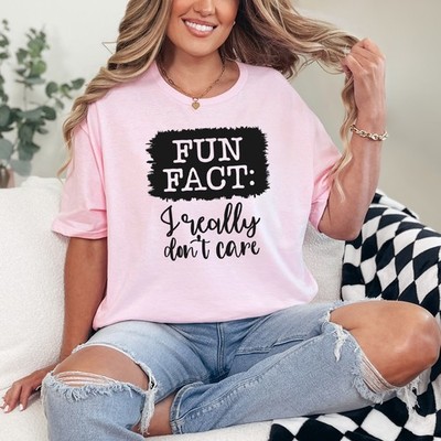 Fun Fact I Really Dont Damen ringgesponnenes T-Shirt frecher Sarkasmus Geschenk für sie