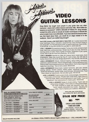 Guitar Lessons Metal Method Doug Marks Music Lesson 1993 Print Ad