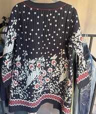Blair Quilted Floral Embroidery Floral Contrast Piping Women's Jacket Blue M