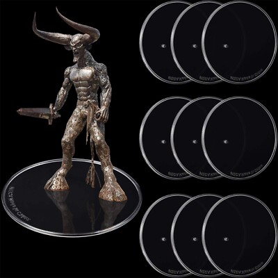 Outus 10 Pieces Plastic Action Figure Display Stands Round Figure Stand Minia...