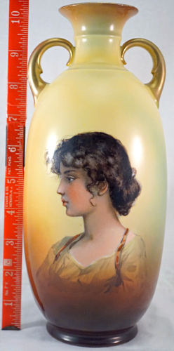 Rosenthal Bavaria Porcelain Amphora Art Nouveau Lady Portrait Vase Fine Details - Picture 10 of 10