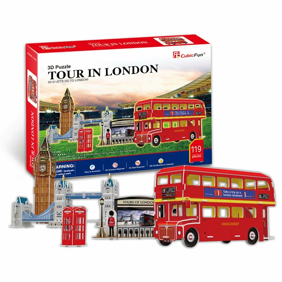 3D Puzzles EPS Foam board Educational creative, No Glue - Tour of London Bus - Image 3 of 3