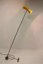 Lampadaire vintage design italien laiton jaune Diabolo 1950 Midcentury Stilnovo