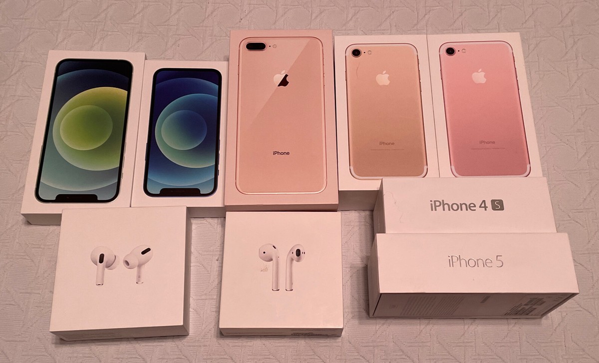 Lot of 9 Empty iPhone Boxes 4s, 5, 7 (2), 8,plus, 12, 12 Mini 