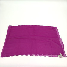 Japanese Silk Scarf Fuchsia 100 Vinyl Sheer Scalloped Edges Elegant Chic 45"x15"