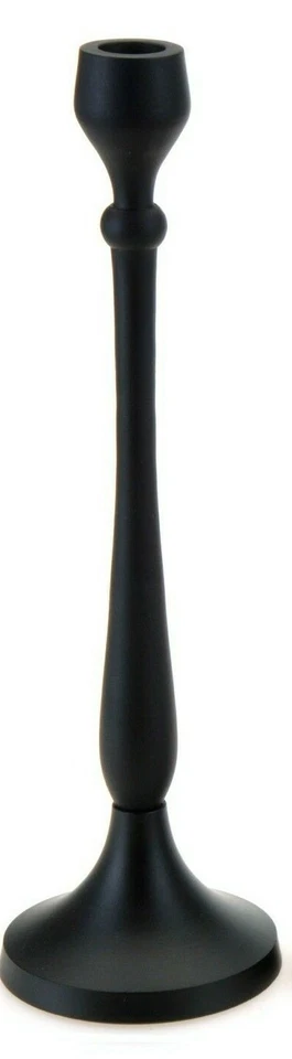 Set of 2 Matt Black Metal Candlesticks Pair of Tall Dinner Candle Holders 32cm   - Image 2 of 4