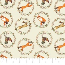 Fat Quarter Laura Ashley Fables Hare, Fox & Cockerel 100% Cotton Quilting Fabric