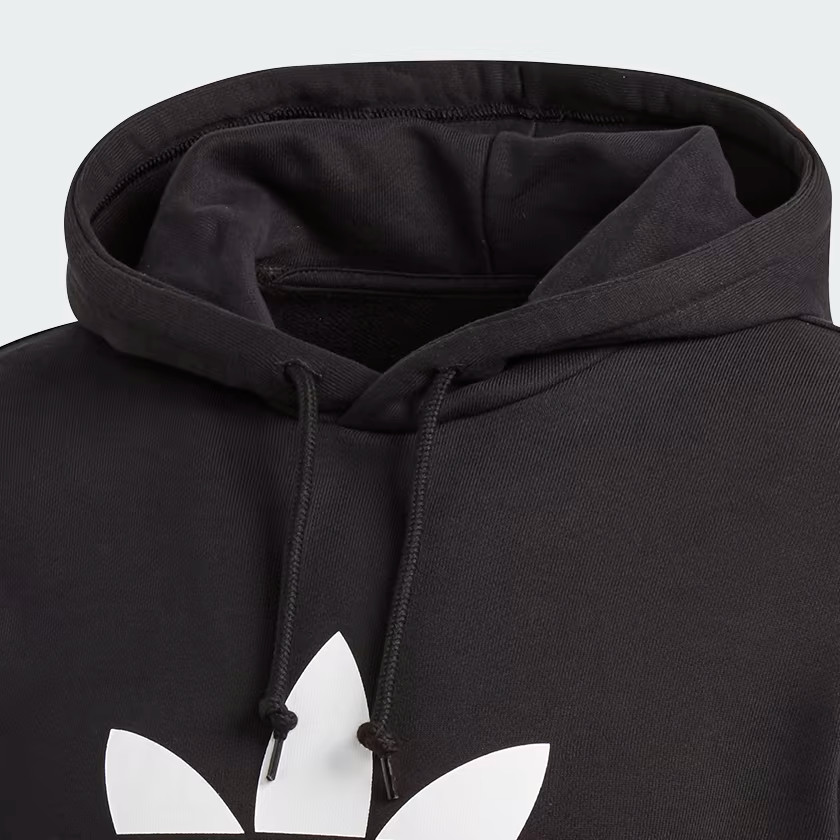 NWT New Mens SMALL Black Adidas  Originals Trefoil Hoodie Adjustable Hood DT7964 image 2