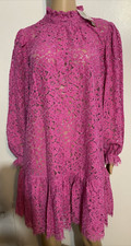 J.CREW DRESSES NEW!  SMALL  PINK EYELET FLUTTER HEM RUFFLE NECK DRESS WOMEN'S