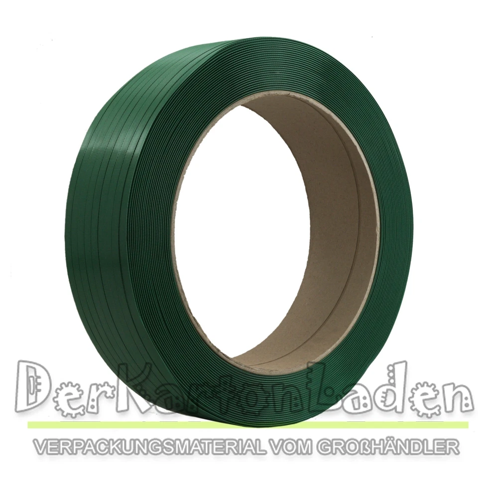 KK VERPACKUNGEN 1 Rolle PET Umreifungsband Grün Band 16 mm x 0,80 mm 1300 m 430 KG Kern 406 mm
