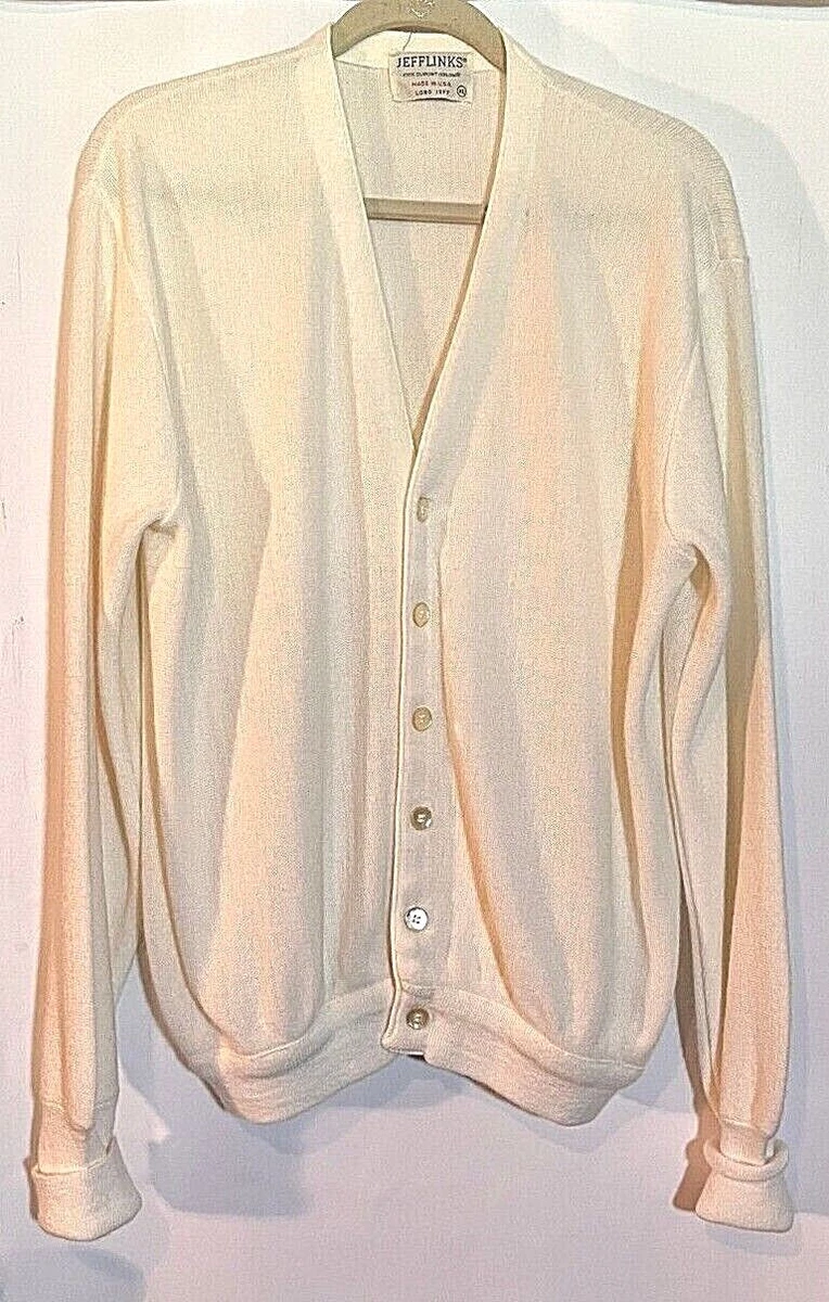 Vintage JeffLinks 100% Dupont Orlon Acrylic Cardigan mens Grandpa Sweater XL