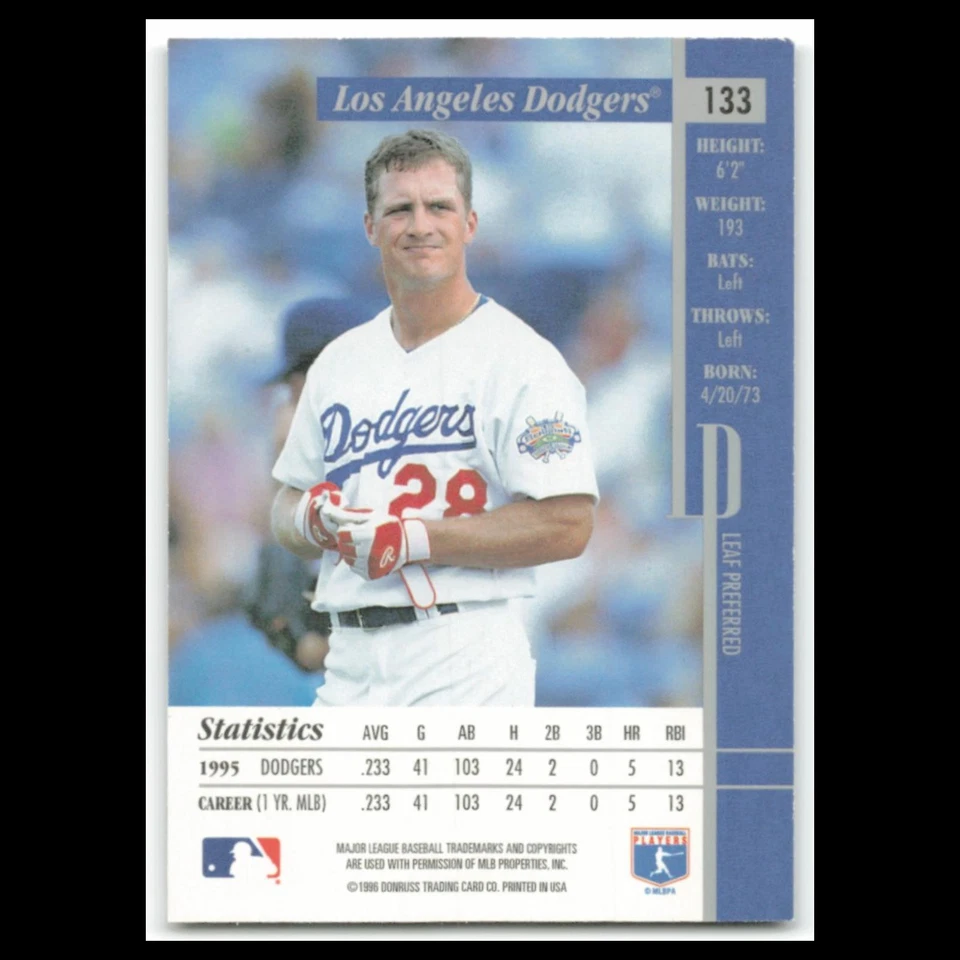 Todd Hollandsworth #133 1996 Leaf Preferred Los Angeles Dodgers Baseball Card NM - Image 2 of 3
