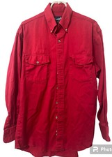 Wrangler Shirt Mens Button Up Red Long Sleeve Dual Pocket 15.5 x 33
