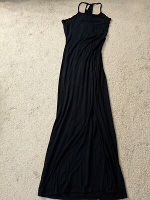 Fabletics Women Black Halter Neck Racer back maxi Dress Size S | eBay