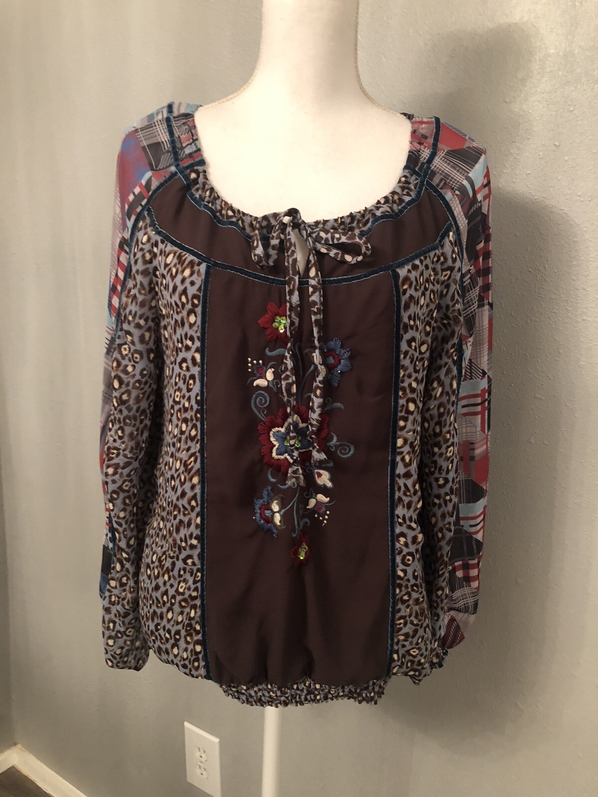 Double D Ranch Patchwork Embroidered Leopard Elas… - image 3